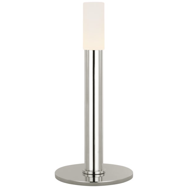 Modern Kelly Wearstler by Visual Comfort Signature Rousseau 10" Rechargeable Accent Lamp in Polished Nickel with Etched Crystal For Sale - Image 3 of 3