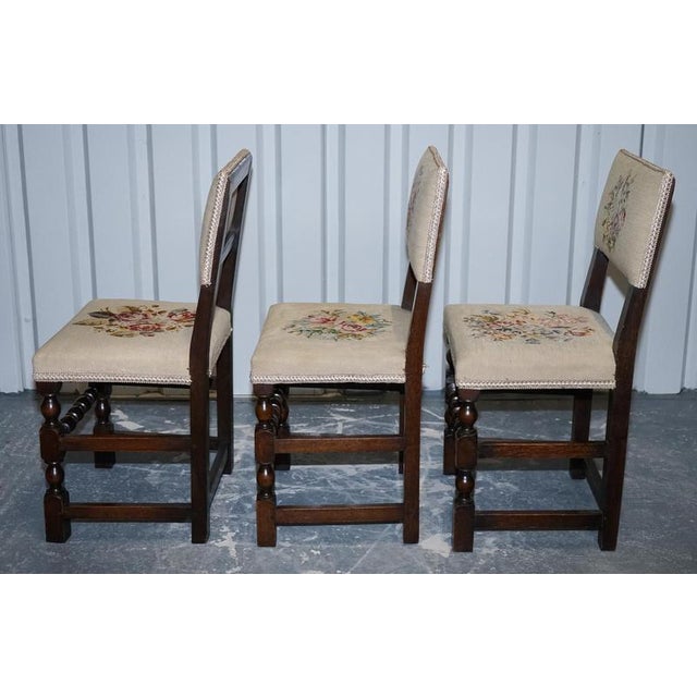 English Victorian Floral Tapestry Dining Chairs, Set of 6 For Sale - Image 3 of 16