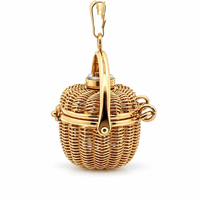Late 20th Century 14k Yellow Gold Enamel Boat Nantucket Lightship Woven Basket Charm/Pendant For Sale In New York - Image 6 of 8