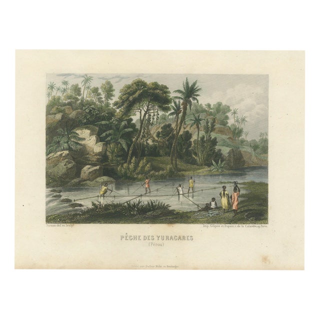 Dureau, Yuracaré Fishing in Peru, 1840, Print For Sale