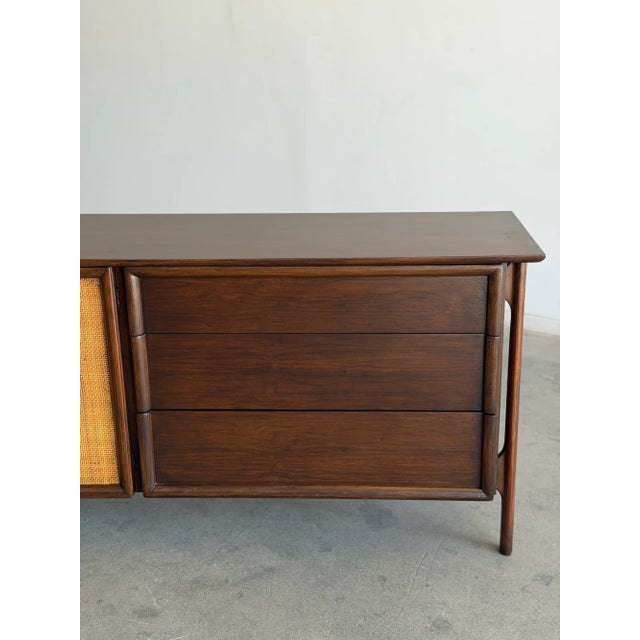 1960s Floating Walnut Dresser With Caned Doors For Sale In Los Angeles - Image 6 of 11