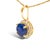 10K Yellow Gold Blue Sapphire and 1/10 Cttw Diamond Accent Halo Pendant Necklace For Sale - Image 4 of 5