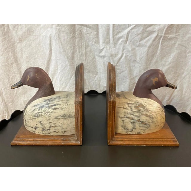 Traditional 1980s Sarreid Ltd. Wooden Duck Bookends - a Pair For Sale - Image 3 of 10