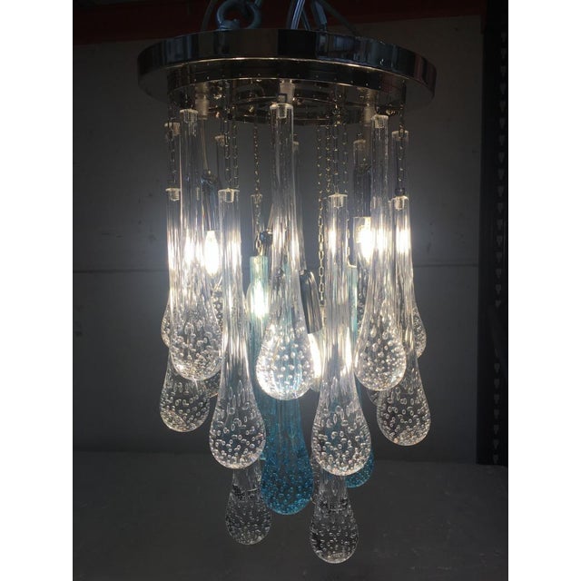Metal Contemporary Flush Mount in Metal Frame Cromo With Transparent and Blue Big Drops by SimoEng - a Pair For Sale - Image 7 of 9