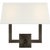 Chapman & Myers for Visual Comfort Signature Square Tube Double Sconce in Bronze with Linen Shade For Sale