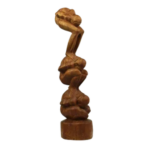 1940's Hand Carved Tall Solid Wood Symbolize of the Trinity of Birth, Life, and Death Three Level of Yogi Sculpture
