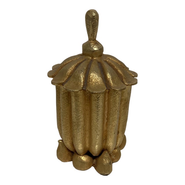 Gold Leaf Covered Container. For Sale