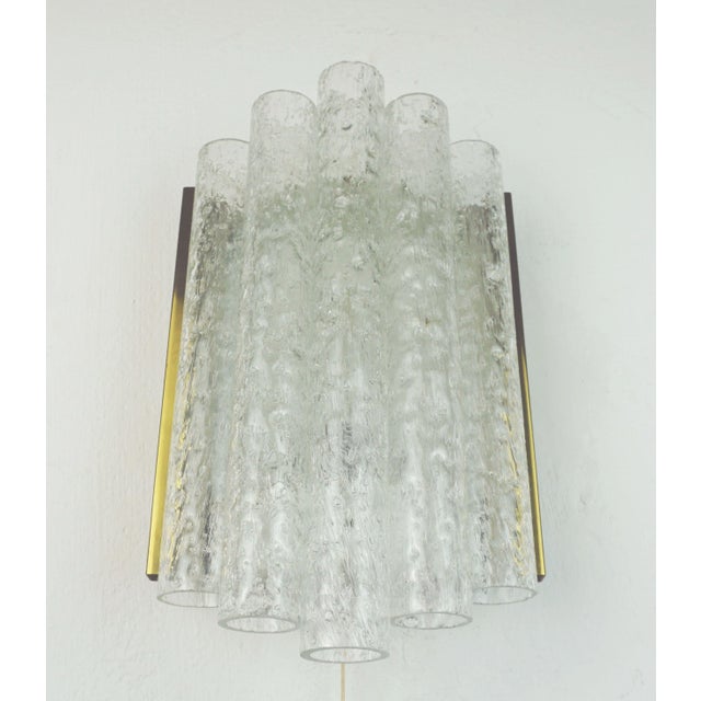 Metal Mid-Century Wall Sconce with 5 Ice Glass Tubes from Doria Leuchten, Germany, 1960s For Sale - Image 7 of 13