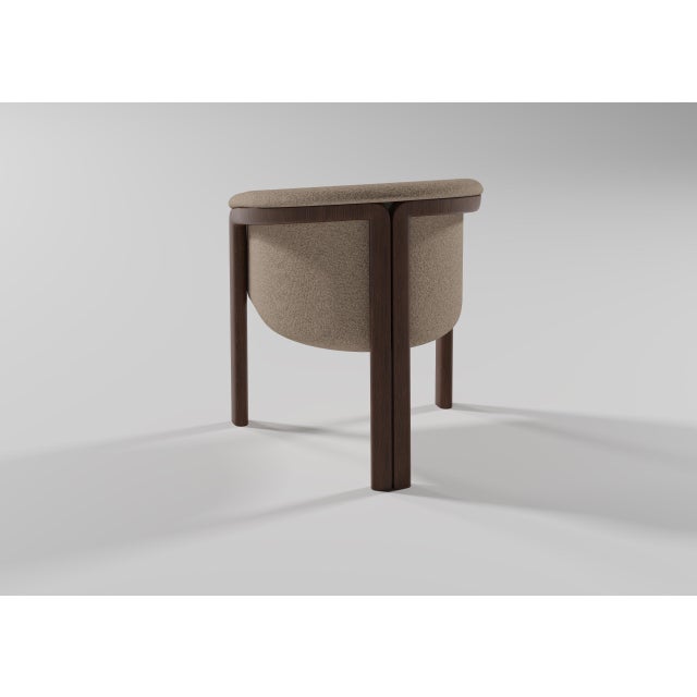 Agnes Chair in Walnut Wood with Teal Wool Fabric by Javier Gomez For Sale - Image 4 of 5