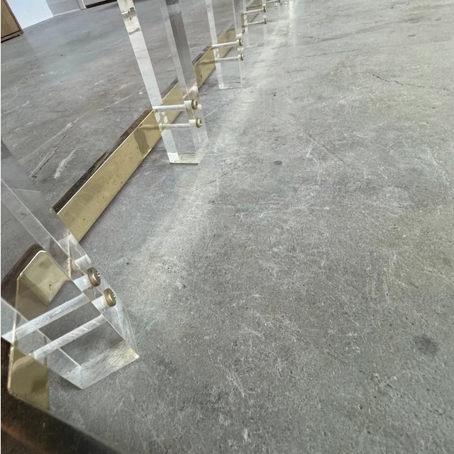 Chrome 1970s Lucite Hollywood Regency Style Dining Table For Sale - Image 8 of 11