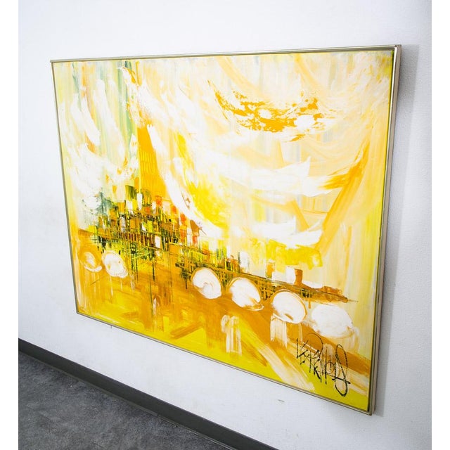 Mid-Century Modern Mid Century Modern Painting Art Abstract Expressionist Lee Reynolds Yellow White For Sale - Image 3 of 10