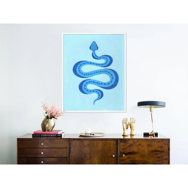 Contemporary Blueberry the Snake by Willa Heart in White Framed Paper, Medium Art Print For Sale - Image 3 of 4
