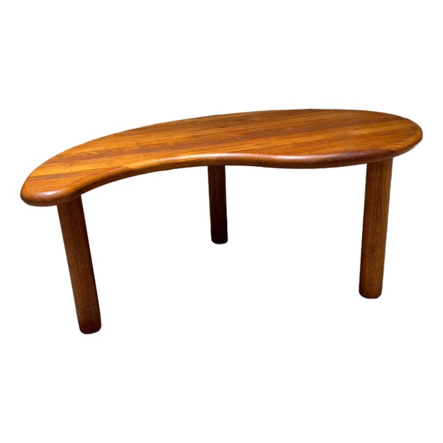 Solid Teak Wood Coffee or Side Table in a Kidney Shape Mid Century Modern For Sale