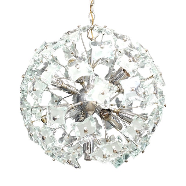 Brutalist Sputnik Chandelier in Glass, 1970s For Sale