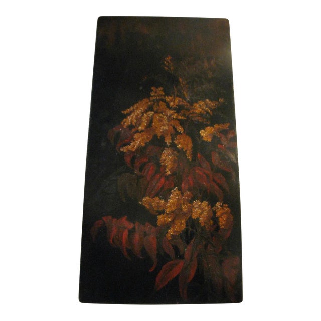 Early 20th Century Botanical Painting on a Wood Board For Sale