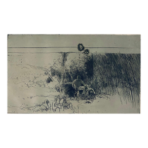 Robert A. BirmelinMan In Field With Dogs, American Modernist Abstract Etching