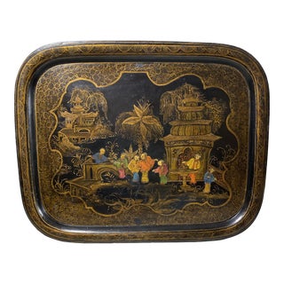 Antique Chinoiserie Tole Tray For Sale