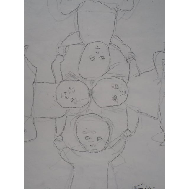 Children Dancing Drawing by Tsuguharu Foujita, 1950 For Sale - Image 3 of 8