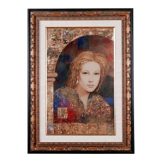 1985 Csaba Markus "Byzantine Princess" Hand Signed & Numbered Serigraph on Canvas Limited Edition Artist Proof Ap20 Framed, Matted & Ready to Display For Sale