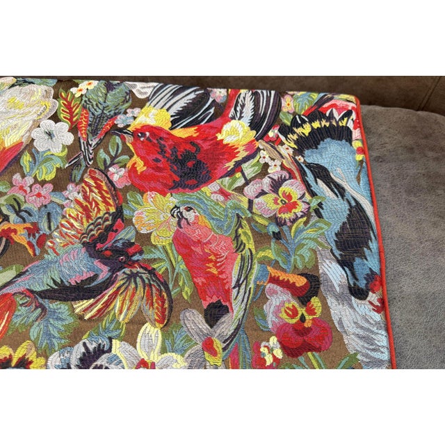 Woven Tropical Bird Cushion Cover For Sale - Image 11 of 14