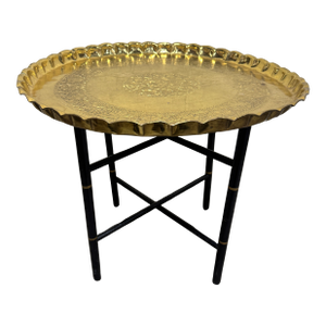 Chinoiserie Style Faux Bamboo Brass Tray Table