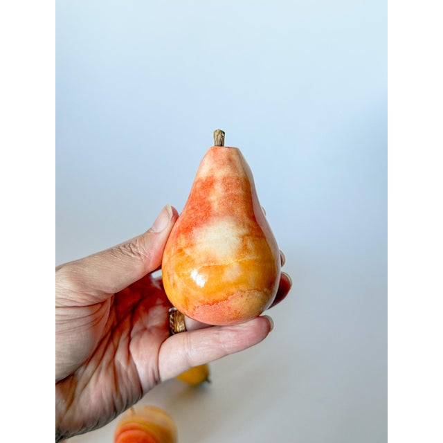 Peach Vintage Italian Alabaster Fruits, Pears and Peaches For Sale - Image 8 of 16