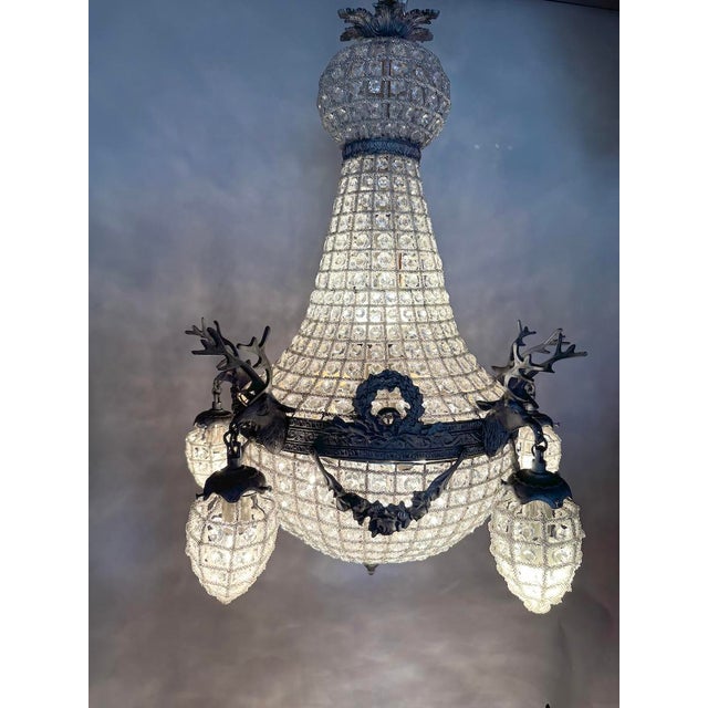 French 1980s French Louis XVI Charcoal Bronze Chandeliers - Pair For Sale - Image 3 of 18