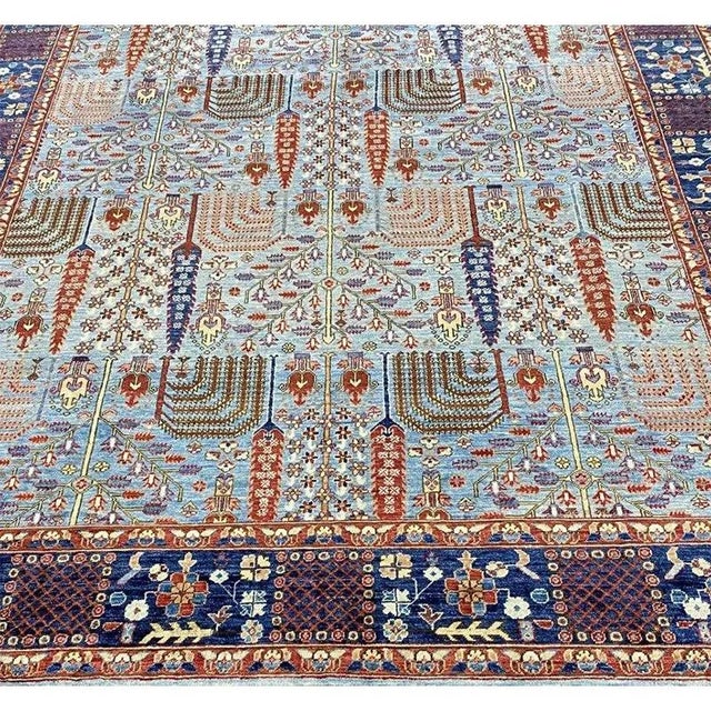 Blue Handwoven Blue Bijar Style Rug 8'0" X 9'9" For Sale - Image 8 of 11