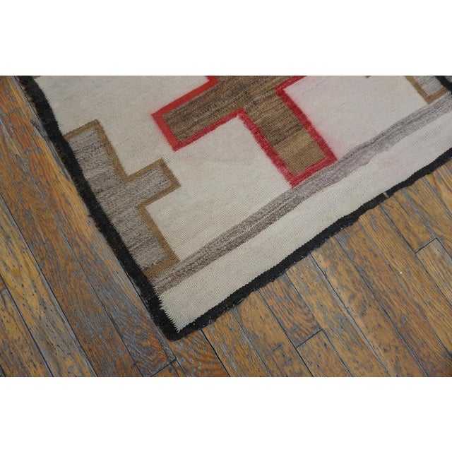 Excellent Tan Beige Color Particular Crosses Design Antique American Navajo Rug For Sale - Image 12 of 14