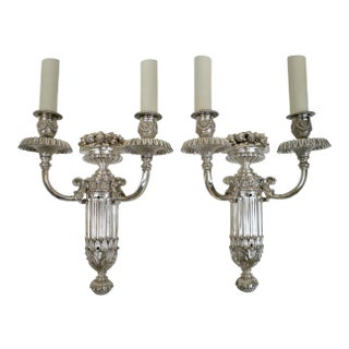 Signed E. F. Caldwell Slivered Bronze Two-Light Sconces - A Pair For Sale