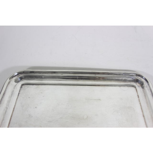 Vintage Mid Century Small Silver Plated Tray Heavy Seamless Edge Serving Drinks Dish For Sale - Image 9 of 10