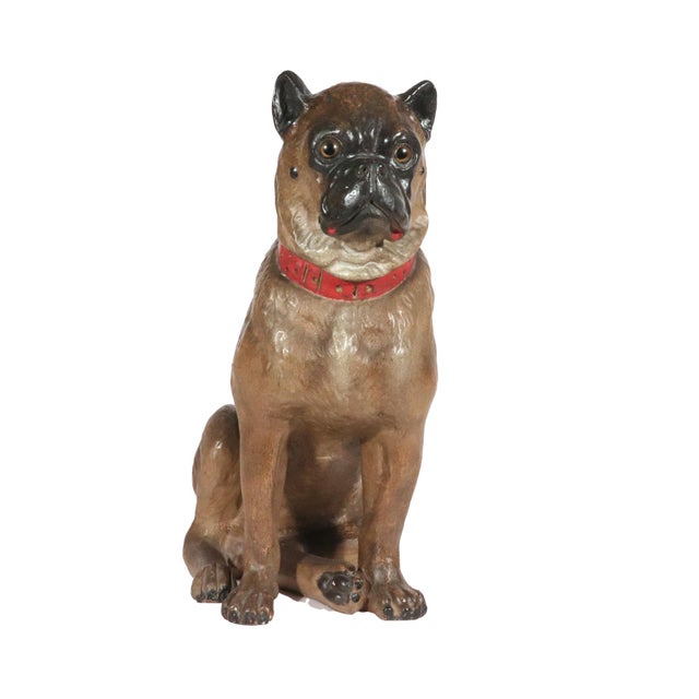 Victorian Life-Size Austrian Terracotta Pug Dog With Glass Eyes, 19th Century For Sale - Image 3 of 16