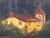Green Antique Folk Art Oil Painting Scenic Church Bridge Setting, artist signed & dated For Sale - Image 8 of 10