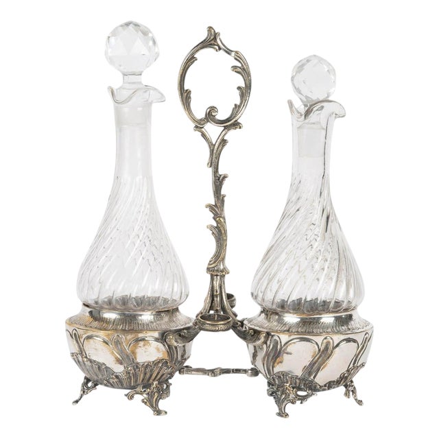 Louis XV Style Silver Plated Oil and Vinegar, Set of 3 For Sale