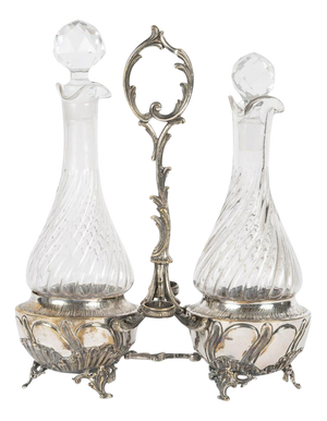 Louis XV Style Silver Plated Oil and Vinegar, Set of 3