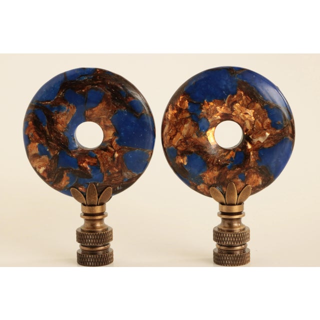 Not Yet Made - Made To Order Lapis Lazuli & Bronzite Lamp Finials - a Pair For Sale - Image 5 of 5