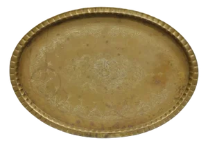 Vintage Moroccan Middle Eastern Solid Brass Large Oval Engraved Tray Top