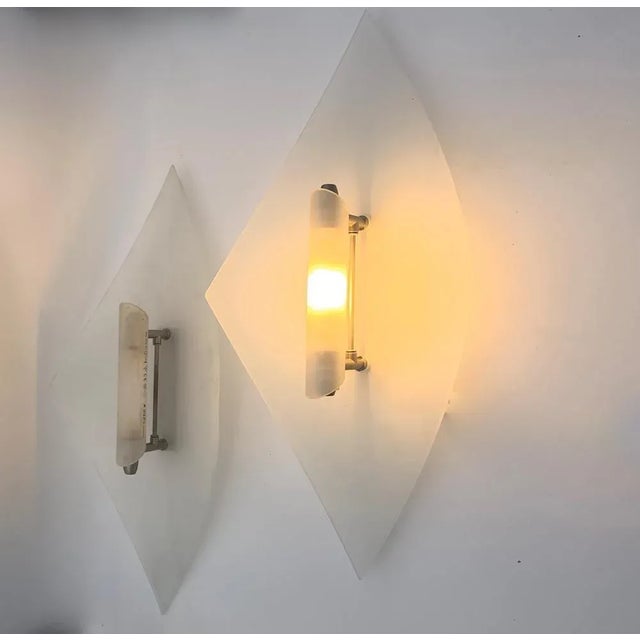 Glass Wall Lamps by Sforzin, Italy, Set of 2 For Sale - Image 7 of 8