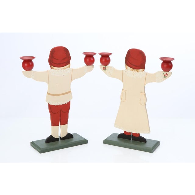 Swedish Gnome Couple Candleholders, 1960s, Set of 2 For Sale - Image 3 of 4