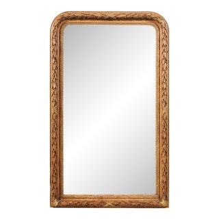 19th Century Louis Philippe Carved Mirror With Garland Motif For Sale