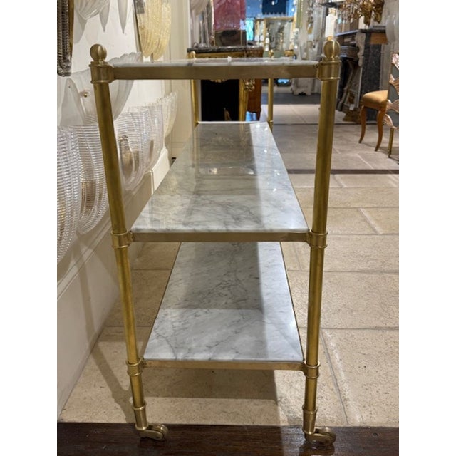 Custom French Directoire Style Brass and Marble Server For Sale In Dallas - Image 6 of 6