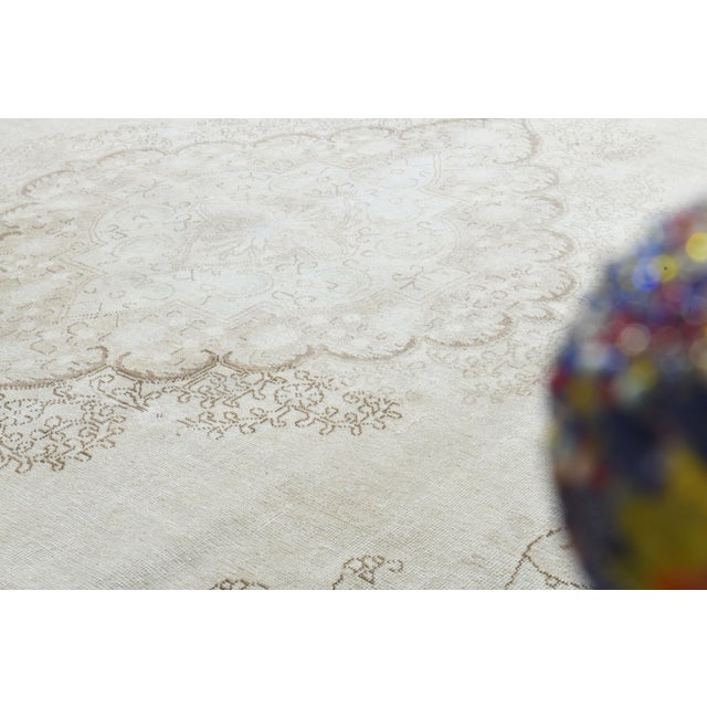 Beige 1970s Vintage Persian Handmade Wool Cotton Beige Area Rug For Sale - Image 8 of 11