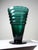 Glass Large Antique Art Deco Vase in Cut Emerald Crystal, Bohemia, 1920s For Sale - Image 7 of 15