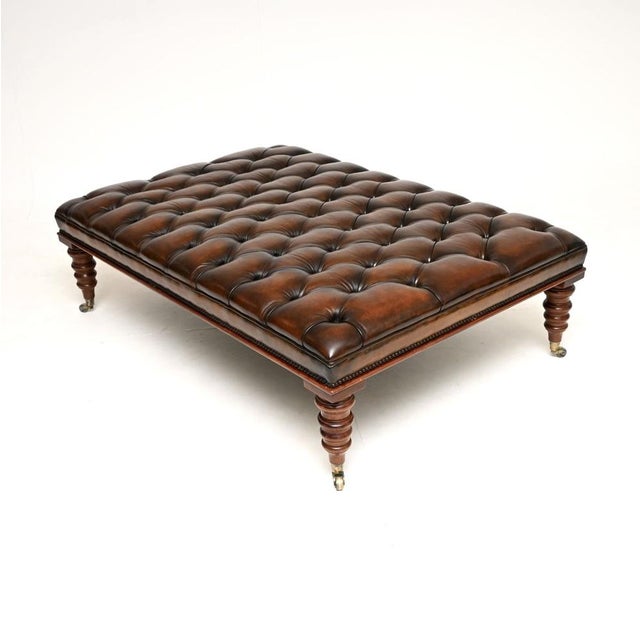 Large Antique Victorian Leather Coffee Table For Sale - Image 3 of 9