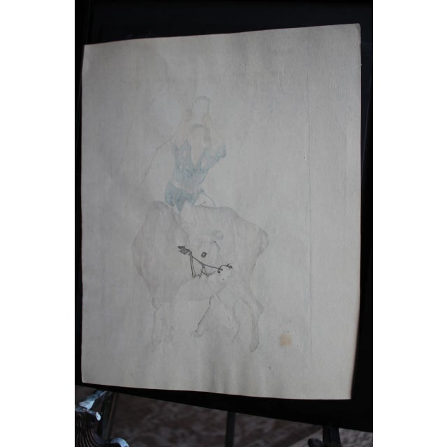 Mori Tetsuzan (Shushin) 19th Century "Boy on Ox Trimming Branches" Figurative Japanese Painting , Matted and Framed For Sale - Image 4 of 13