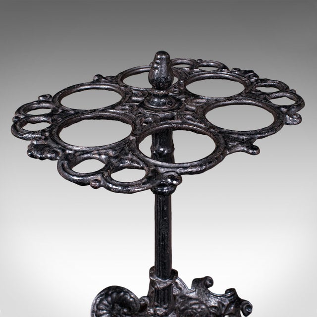 Metal Antique Reception Hall Umbrella Stand, English, Cast Iron, Stick Loop, Victorian For Sale - Image 7 of 10