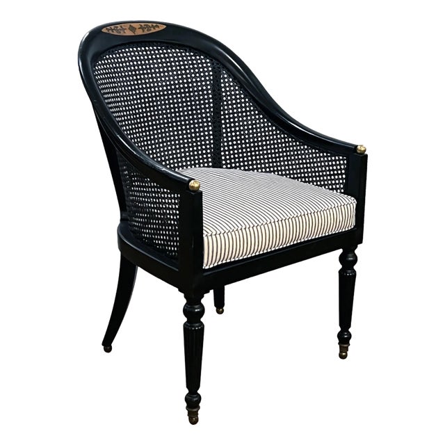 1910s English Regency Style Ebonized Library Chair For Sale