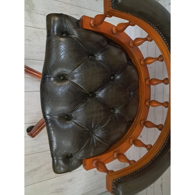 Vintage Chesterfield Chair in Green Leather, 1980s For Sale - Image 12 of 17