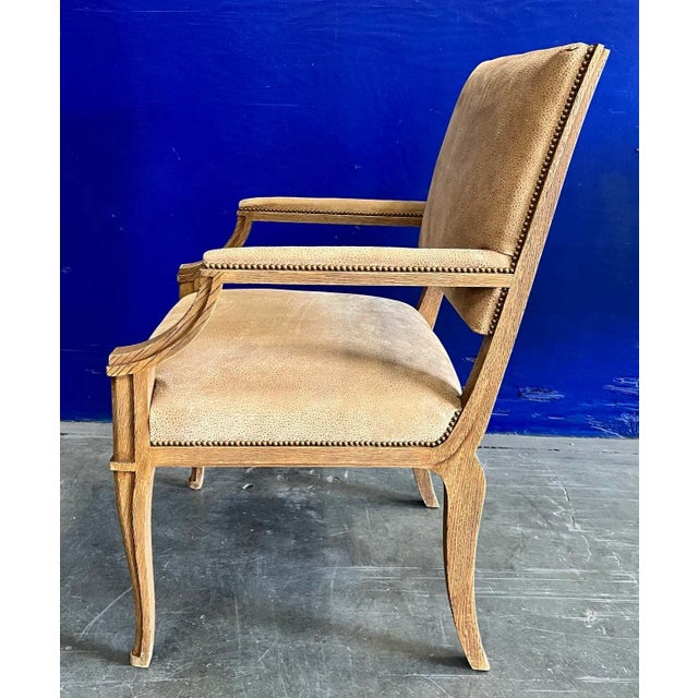 2010s Rift Oak & Upholstered Lair Arm Chair From the Madeline Stuart Collection For Sale - Image 5 of 10