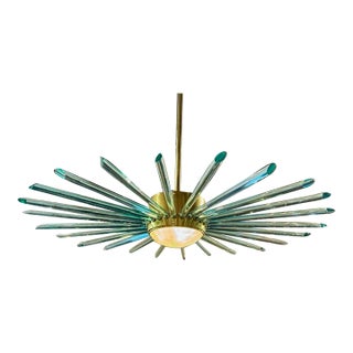 Modern Aqua Murano Sunburst Chandelier For Sale